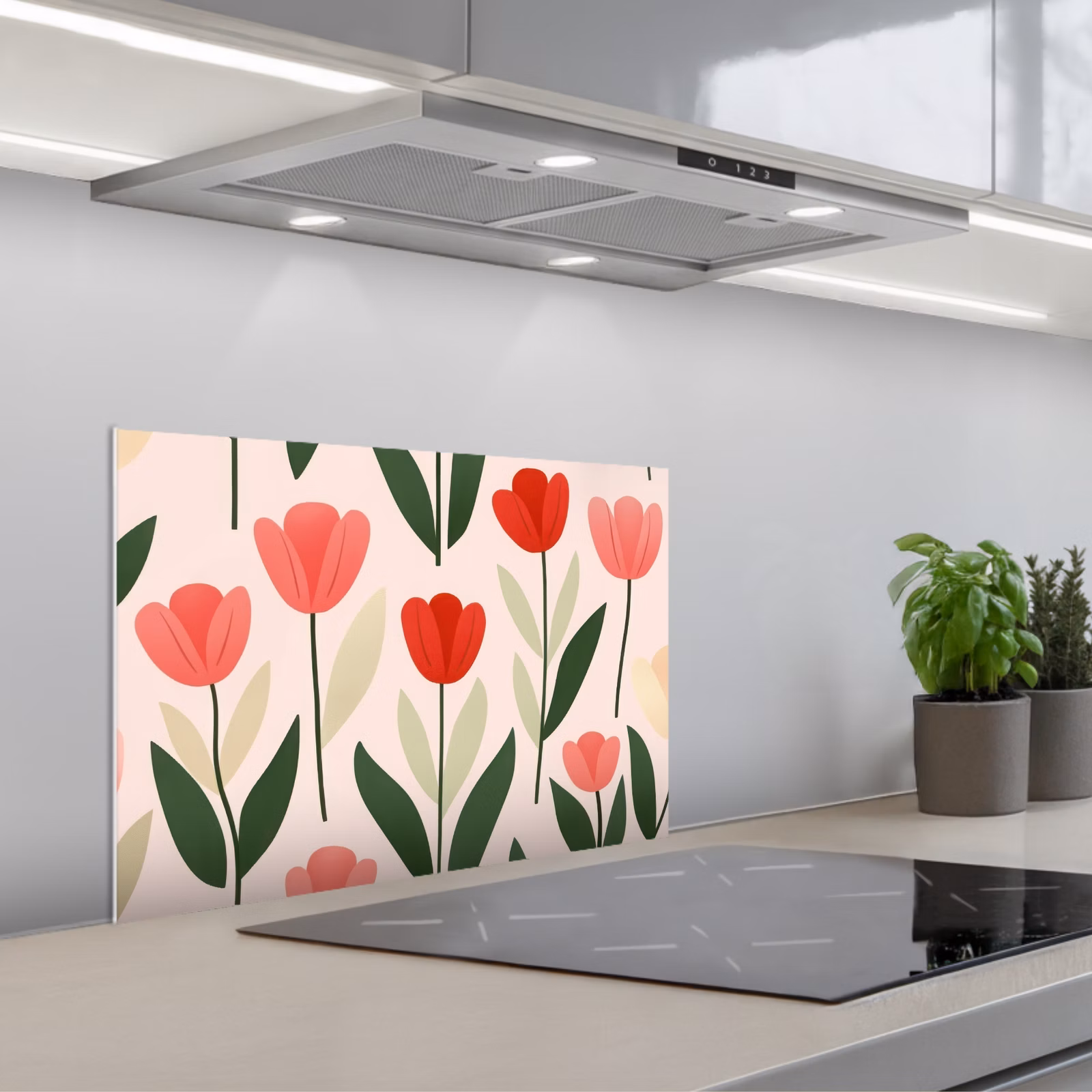 Salpicaderos de cocina - Tulipanes - Moderno - Rosa — 1