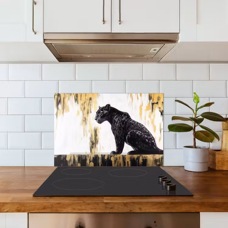 Salpicaderos de cocina - Pantera - Negro - Abstracto - Oro — 3