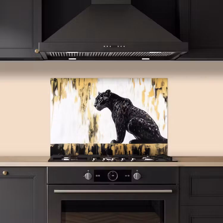 Salpicaderos de cocina - Pantera - Negro - Abstracto - Oro — 5