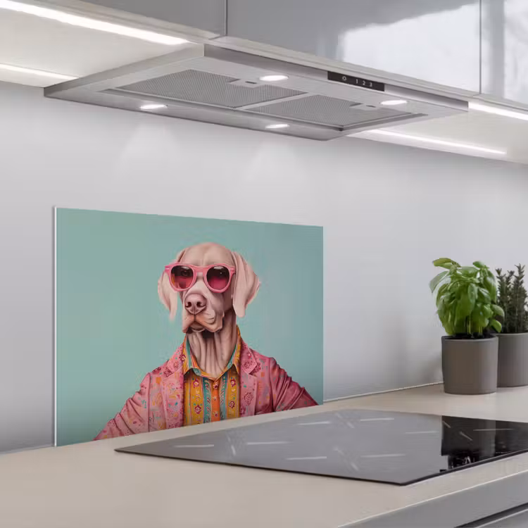 Salpicaderos de cocina - Perro - Camisa - Flores - Gafas — 1