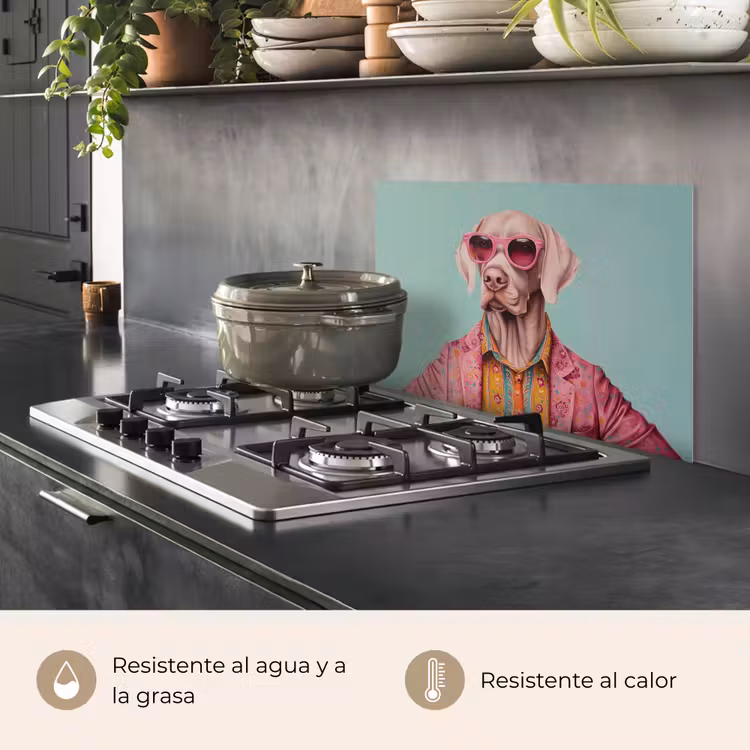 Salpicaderos de cocina - Perro - Camisa - Flores - Gafas — 2