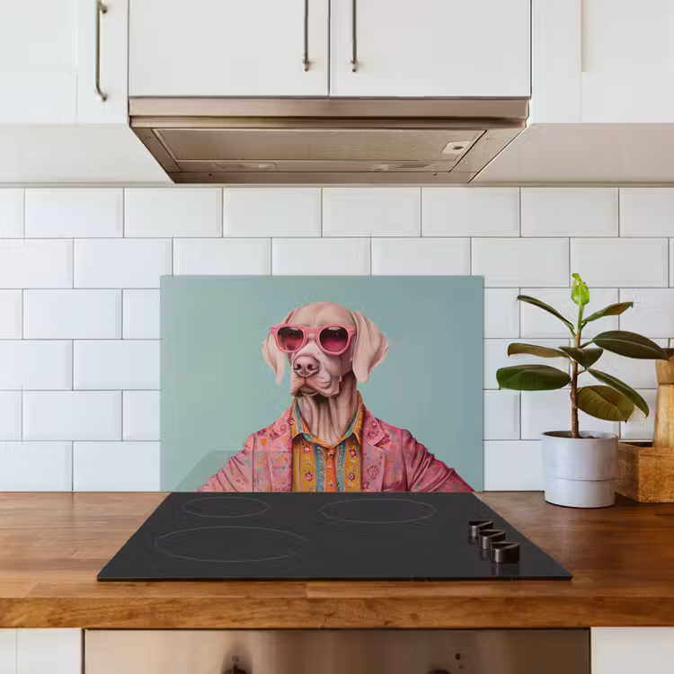 Salpicaderos de cocina - Perro - Camisa - Flores - Gafas — 3