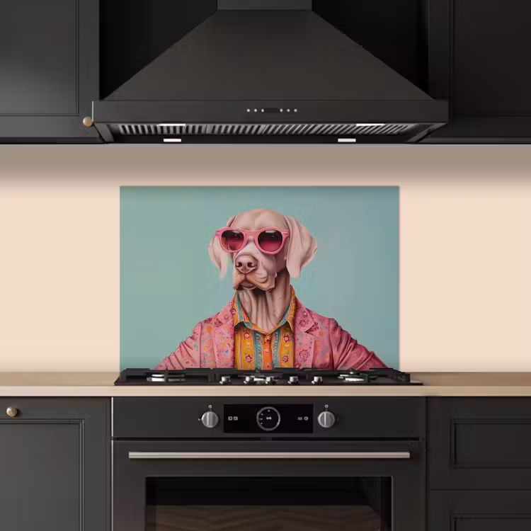 Salpicaderos de cocina - Perro - Camisa - Flores - Gafas — 5