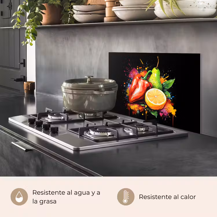 Salpicaderos de cocina - Pimienta - Pera - Limón - Graffiti - Pintura - Abstracto — 2