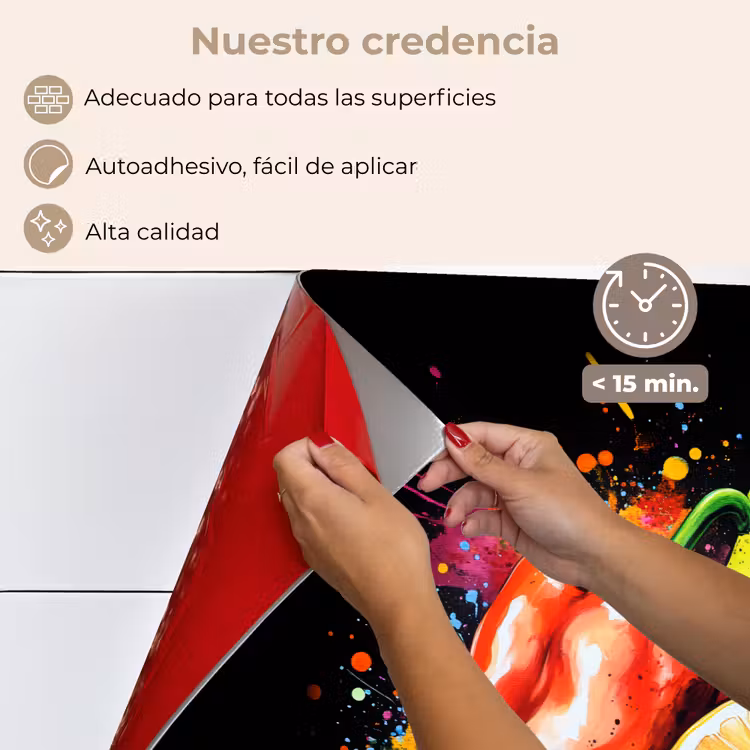 Salpicaderos de cocina - Pimienta - Pera - Limón - Graffiti - Pintura - Abstracto — 4