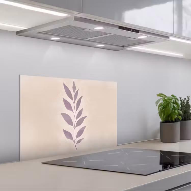 Salpicaderos de cocina - Rama - Hojas - Minimalista - Beige — 1