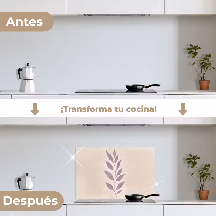 Salpicaderos de cocina - Rama - Hojas - Minimalista - Beige — 7