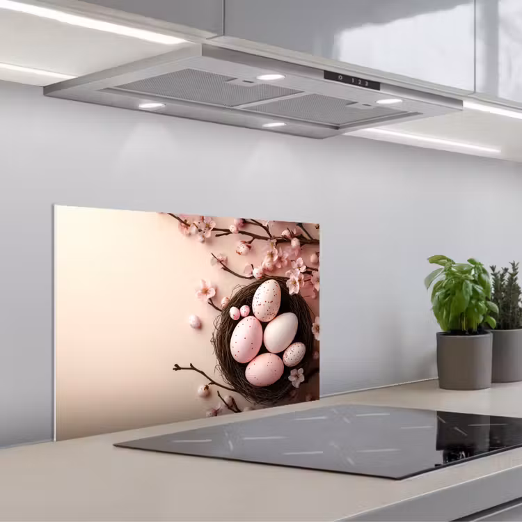Salpicaderos de cocina - Rosa - Flores - Huevos — 1