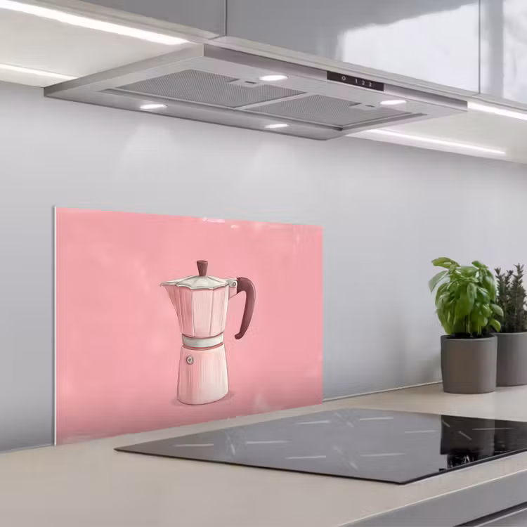 Salpicaderos de cocina - Rosa - Taza - Ilustración - Café — 1