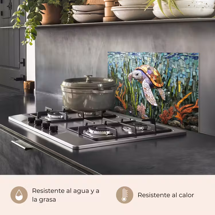 Salpicaderos de cocina - Tortuga - Algas - Mosaico — 2