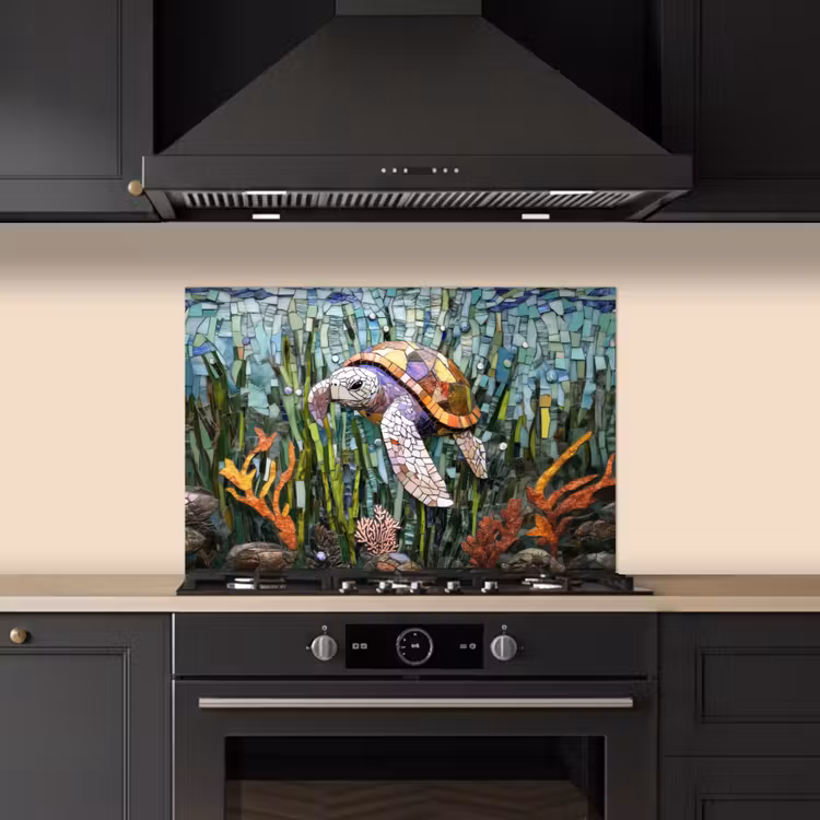 Salpicaderos de cocina - Tortuga - Algas - Mosaico — 5