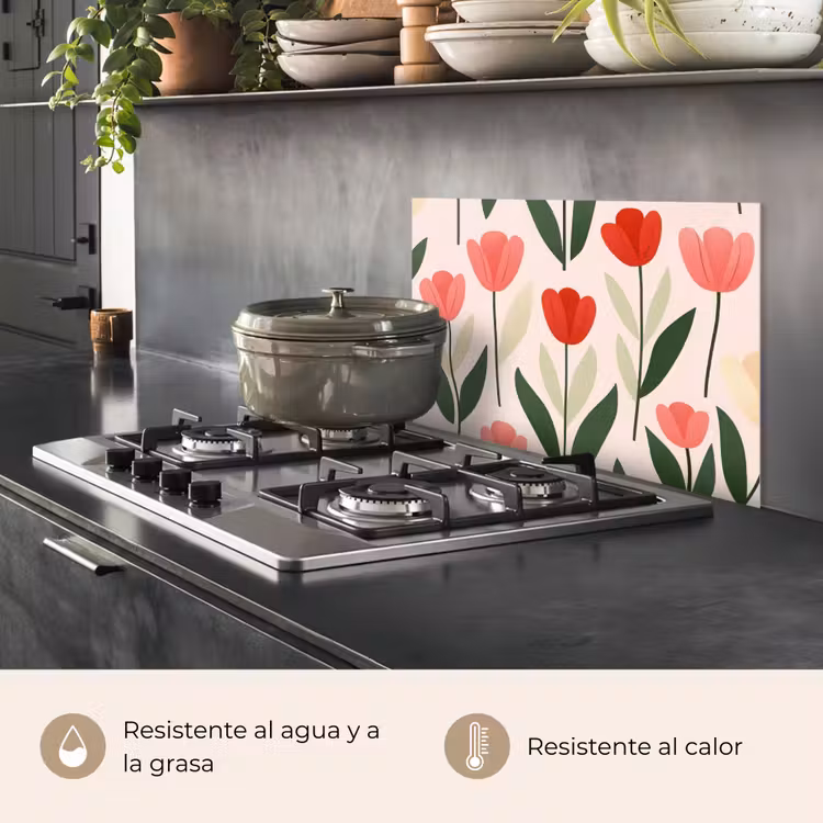 Salpicaderos de cocina - Tulipanes - Moderno - Rosa — 2
