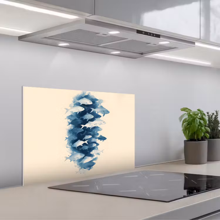 Salpicaderos de cocina - Piscis - Minimalista - Azul — 1