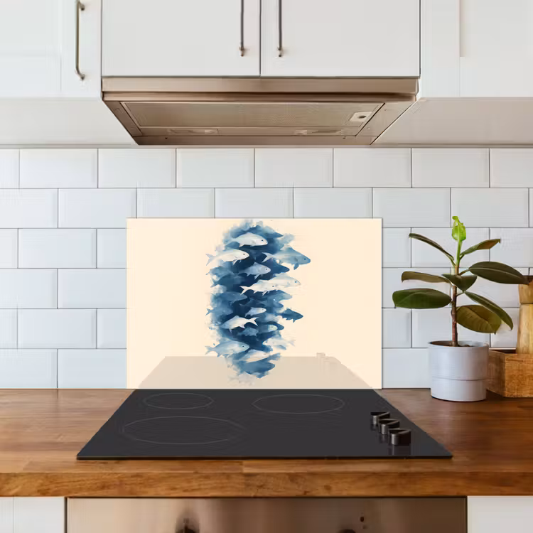 Salpicaderos de cocina - Piscis - Minimalista - Azul — 3