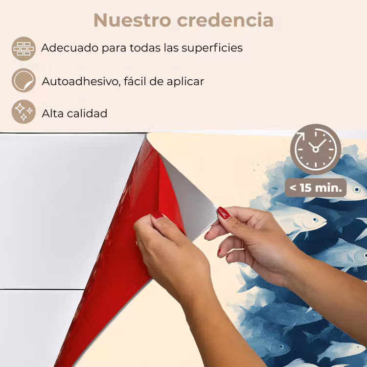 Salpicaderos de cocina - Piscis - Minimalista - Azul — 4