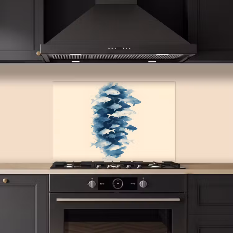 Salpicaderos de cocina - Piscis - Minimalista - Azul — 5