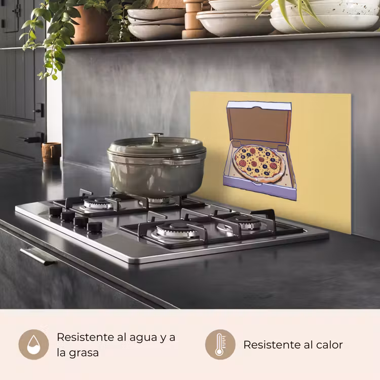 Salpicaderos de cocina - Pizza - Caja - Salami - Ilustración — 2