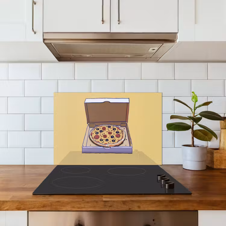 Salpicaderos de cocina - Pizza - Caja - Salami - Ilustración — 3