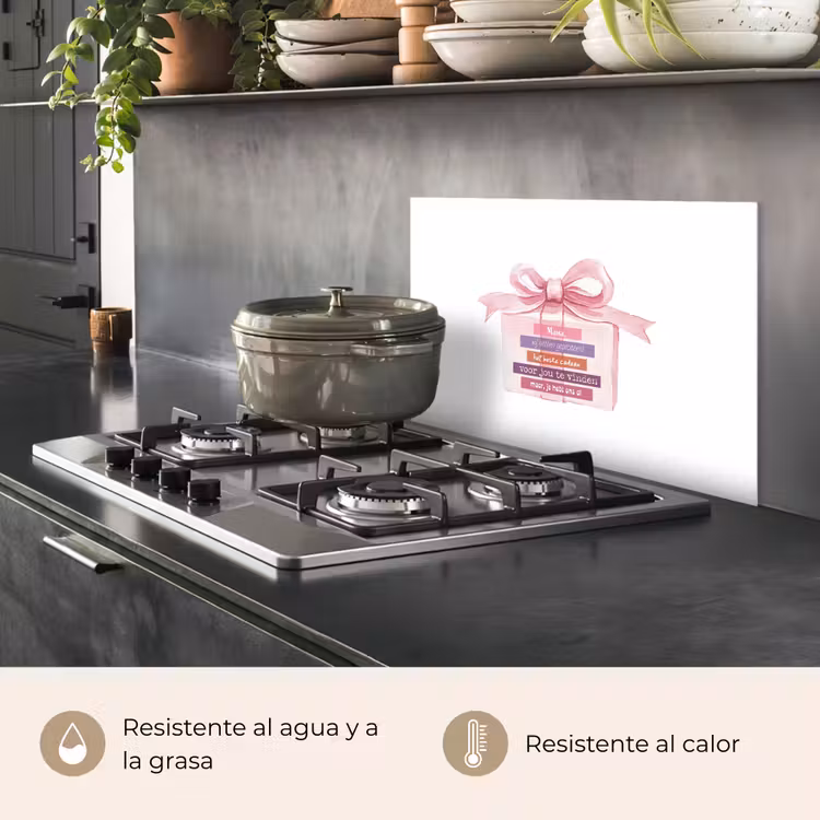 Salpicaderos de cocina - Regalo - Lazo - Texto - Rosa — 2