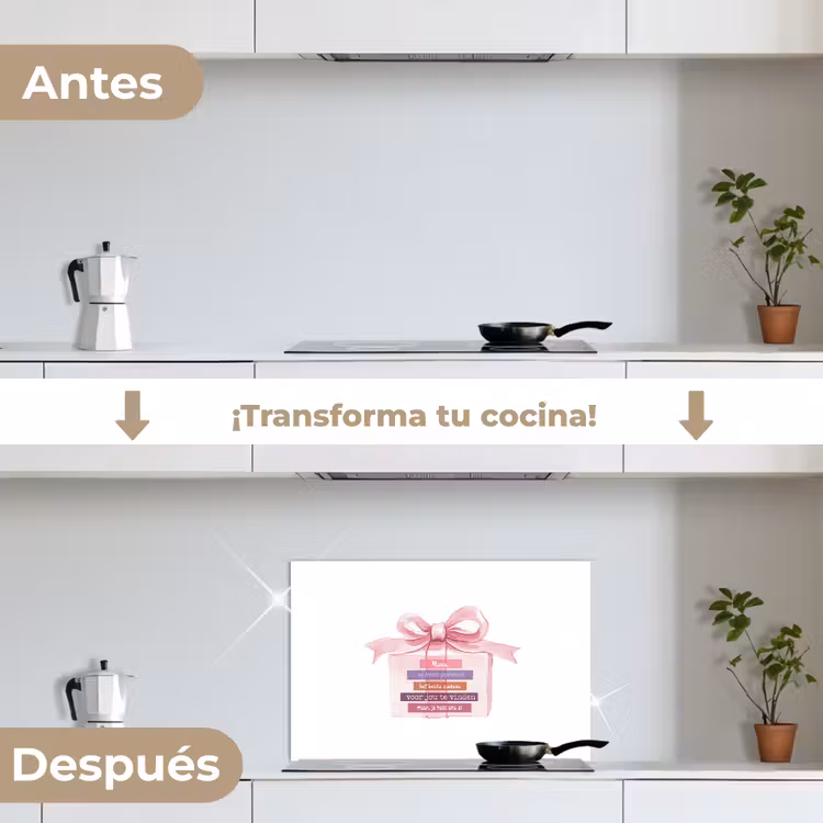 Salpicaderos de cocina - Regalo - Lazo - Texto - Rosa — 7
