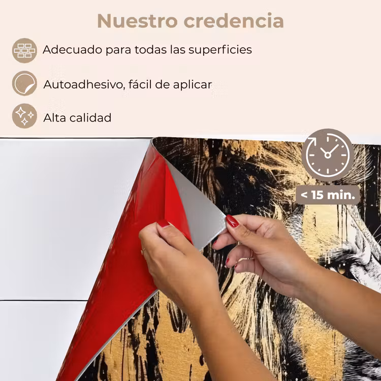 Salpicaderos de cocina - Retrato - León - Abstracto - Oro — 4