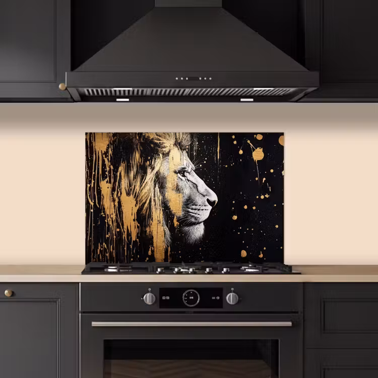 Salpicaderos de cocina - Retrato - León - Abstracto - Oro — 5