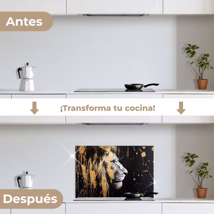 Salpicaderos de cocina - Retrato - León - Abstracto - Oro — 7
