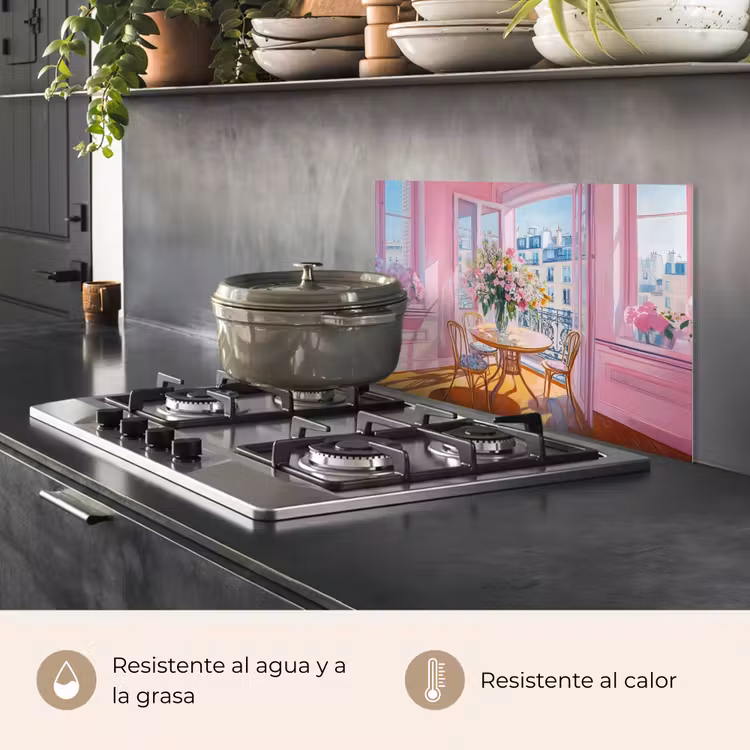 Salpicaderos de cocina - Rosa - Ciudad - Flores — 2