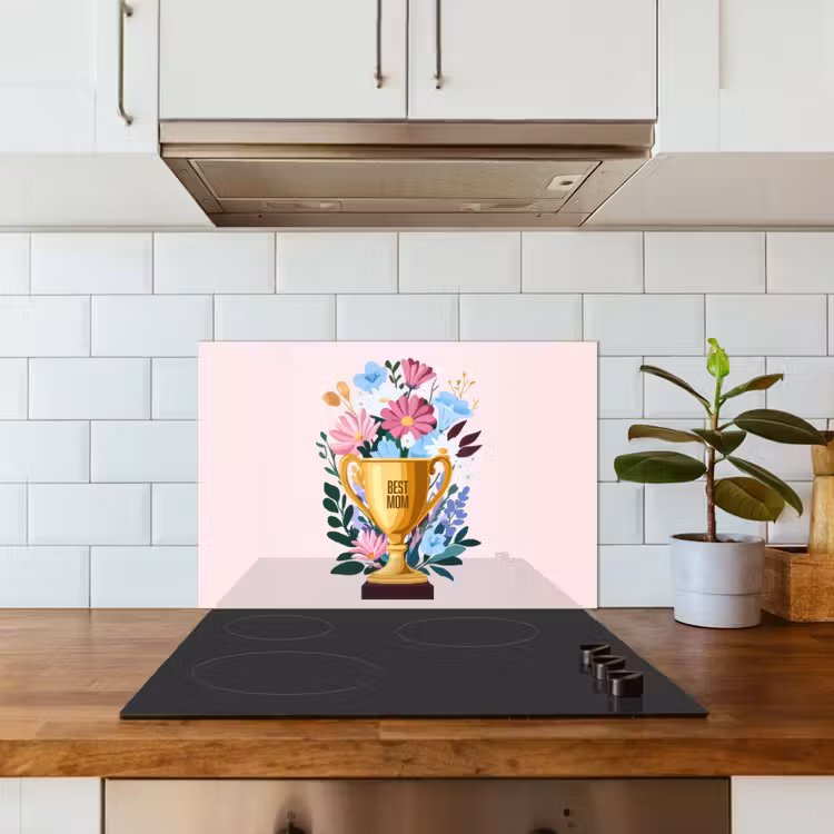 Salpicaderos de cocina - Trofeo - Mejor Mamá - Flores - Colorido — 3