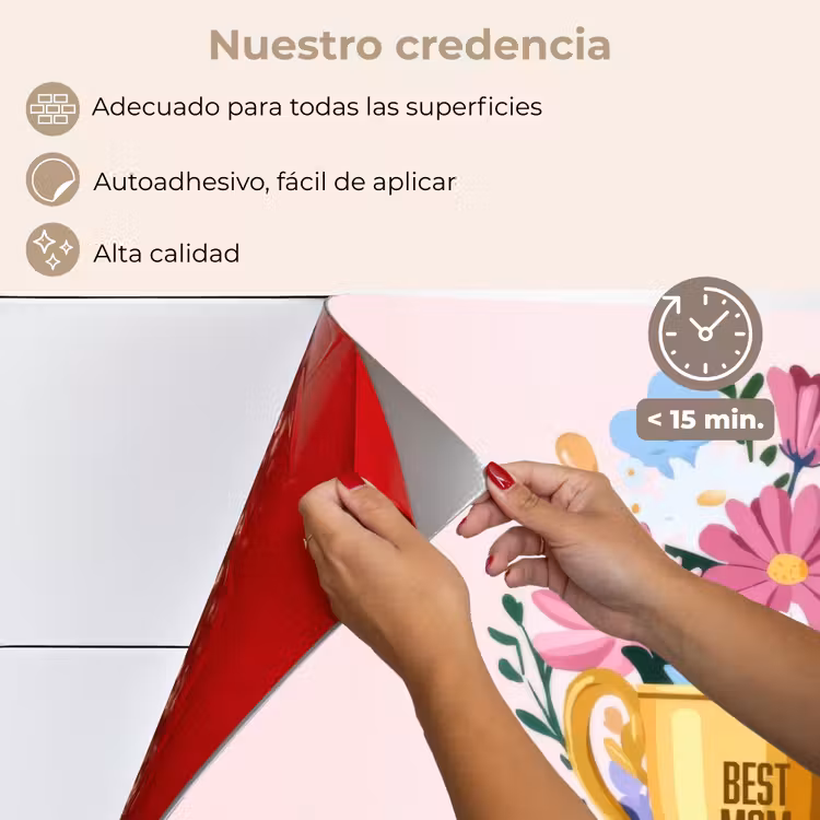 Salpicaderos de cocina - Trofeo - Mejor Mamá - Flores - Colorido — 4