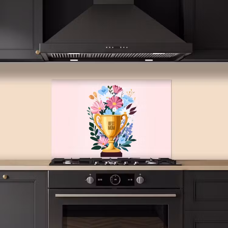 Salpicaderos de cocina - Trofeo - Mejor Mamá - Flores - Colorido — 5