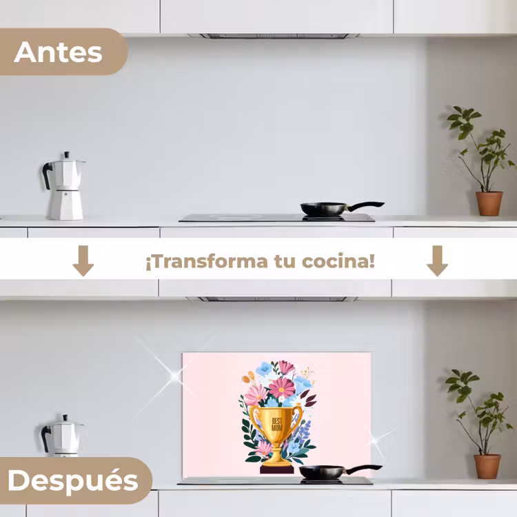 Salpicaderos de cocina - Trofeo - Mejor Mamá - Flores - Colorido — 7