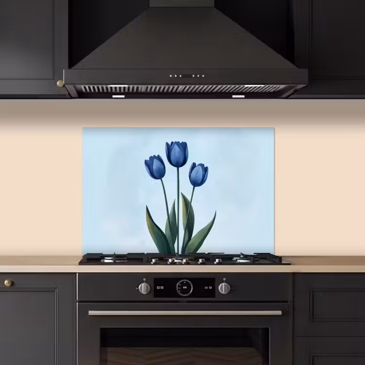 Salpicaderos de cocina - Tulipanes - Azul - Hojas — 5
