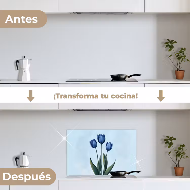 Salpicaderos de cocina - Tulipanes - Azul - Hojas — 7