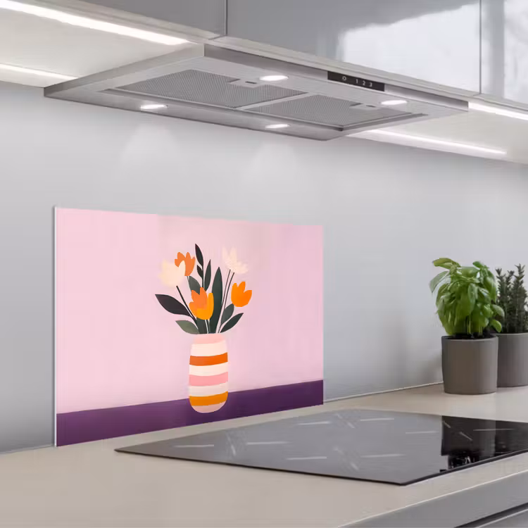 Salpicaderos de cocina - Tulipanes - Jarrón - Rayas - Morado — 1