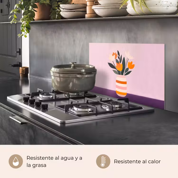 Salpicaderos de cocina - Tulipanes - Jarrón - Rayas - Morado — 2