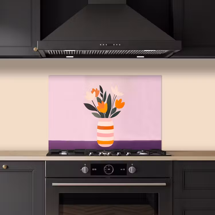Salpicaderos de cocina - Tulipanes - Jarrón - Rayas - Morado — 5