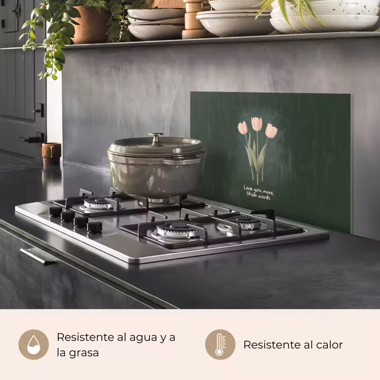 Salpicaderos de cocina - Tulipanes - Rosa - Texto - Amor — 2