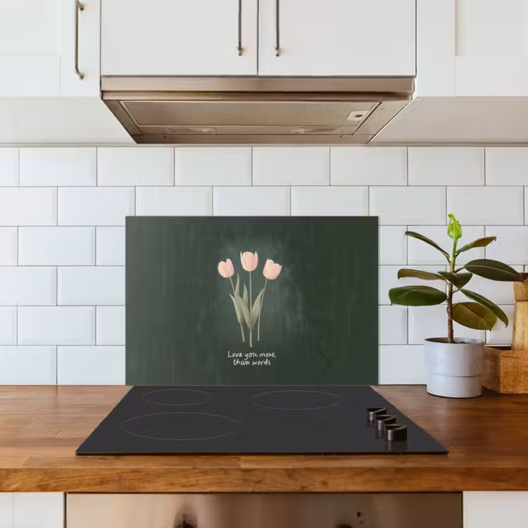 Salpicaderos de cocina - Tulipanes - Rosa - Texto - Amor — 3