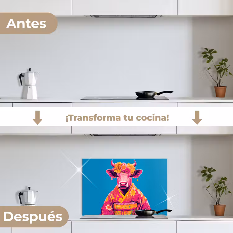 Salpicaderos de cocina - Vaca - Corona de flores - Pendientes - Kimono — 7