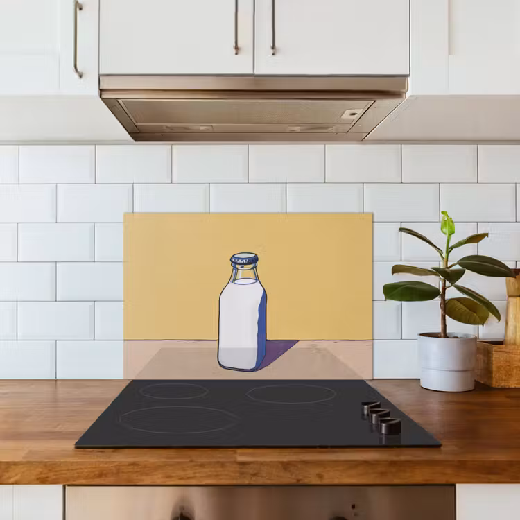 Salpicaderos de cocina - Vasos - Botella - Ilustración - Leche — 3