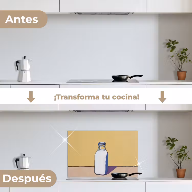 Salpicaderos de cocina - Vasos - Botella - Ilustración - Leche — 7