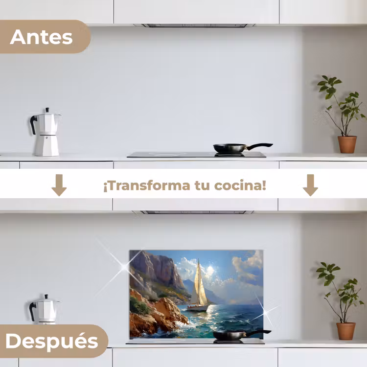 Salpicaderos de cocina - Velero - Mar - Rocas - Nubes — 7