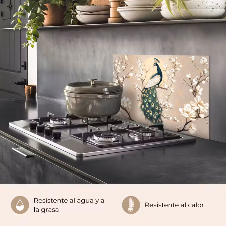 Salpicaderos de cocina - Pavo real - Rama - Flores — 2