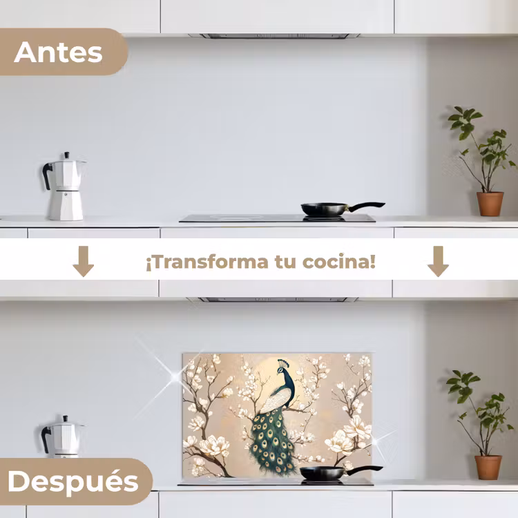 Salpicaderos de cocina - Pavo real - Rama - Flores — 7