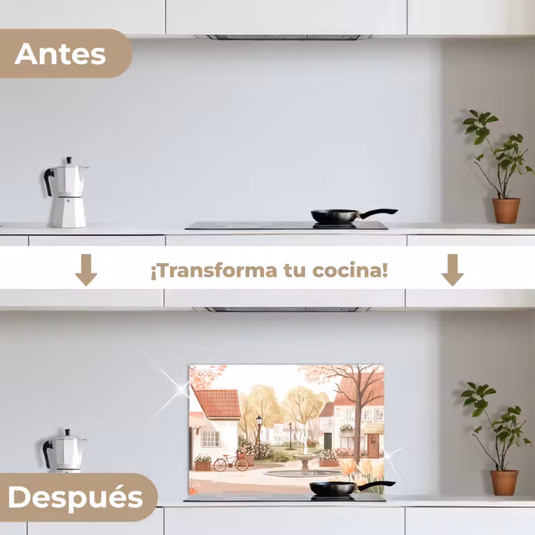 Salpicaderos de cocina - Plaza del pueblo - Fuente - Tulipanes — 7