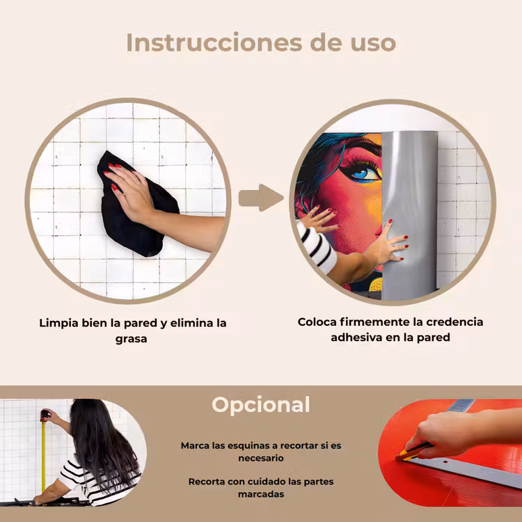 Salpicaderos de cocina - Primer plano - Rostro de mujer - Lunares - Amarillo — 6