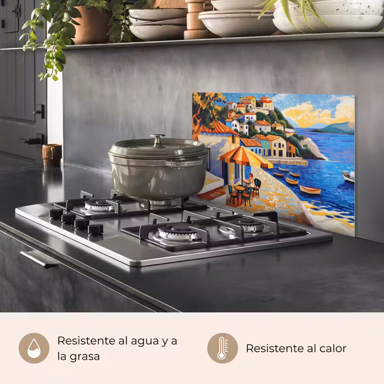 Salpicaderos de cocina - Pueblo costero - Casas rurales - Mosaico - Mar — 2