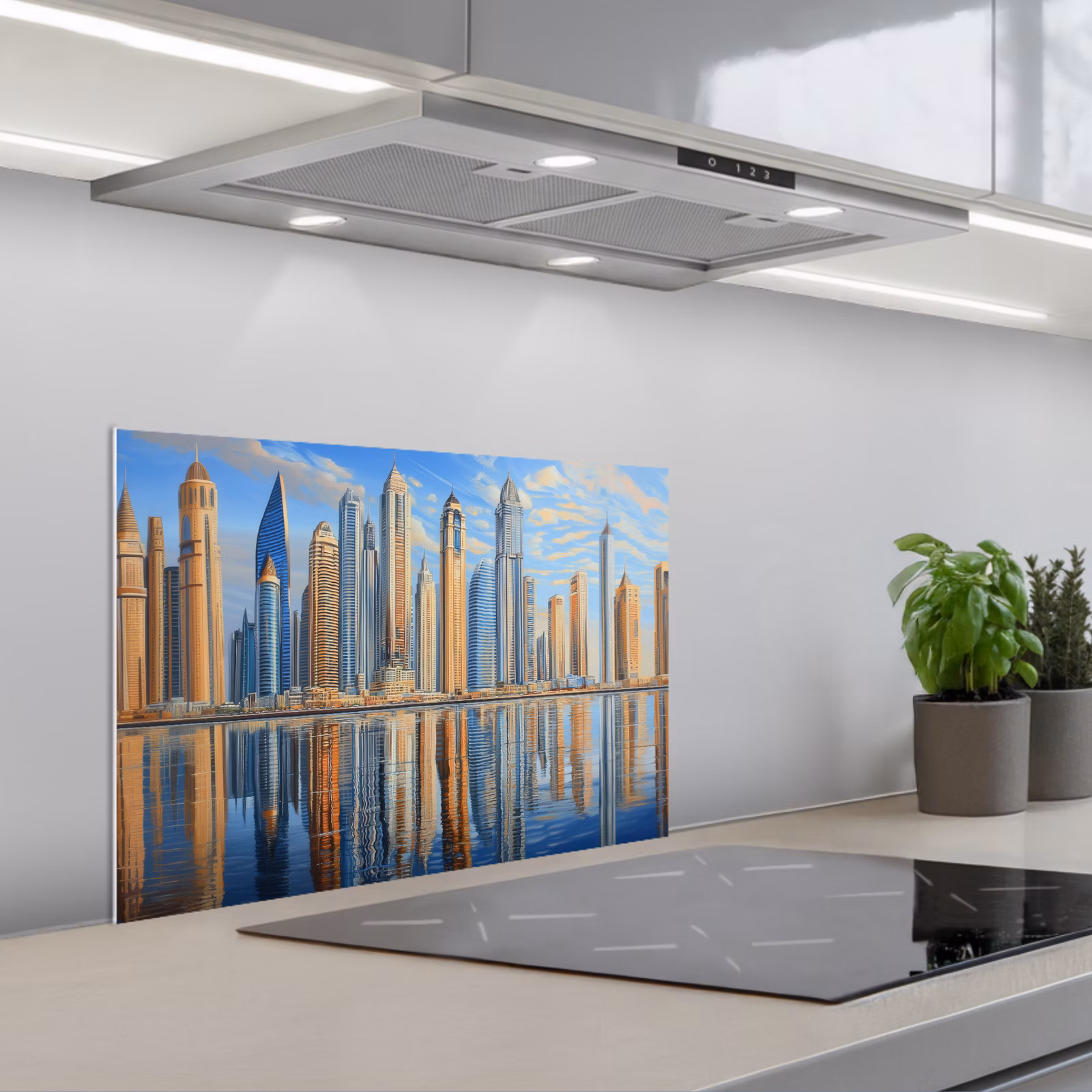 Salpicaderos de cocina - Skyline - Rascacielos - Agua - Azul — 1