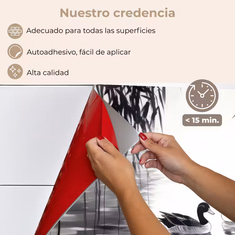 Salpicaderos de cocina - Patos - Nenúfares - Juncos - Negro — 4